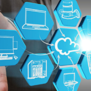 Businessman draws cloud network on abstract icon backup-hand