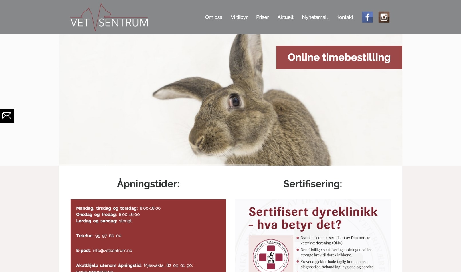 Корпоративный сайт для норвежской ветеринарной клиники