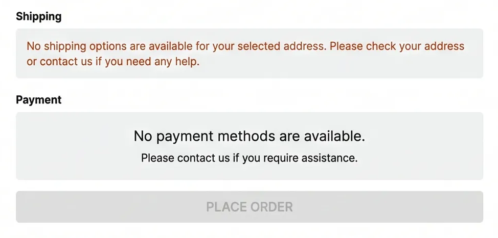 Payment or shipping methods not showing